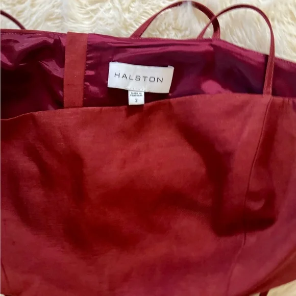 HALSTON NWOT Eli Viscose Linen Blend Brick Dress Size 2 - Picture 13 of 13